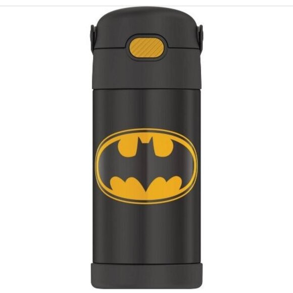 Thermos FUNtainer Batman Stainless Steel Vacuum Insulated Bottle Black 12Oz - Picture 1 of 5